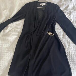 Diane VonFurstenberg Wrap Dress Black with Chain Belt Accent
